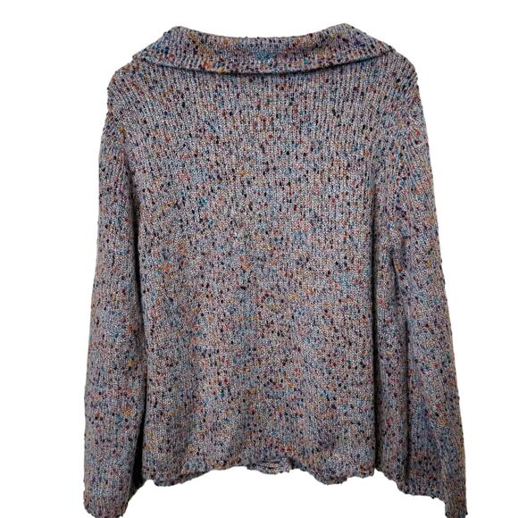 Habitat Size Large Space Dyed Speckled Button Up Single Pocket Cardigan Sweater - Picture 5 of 8